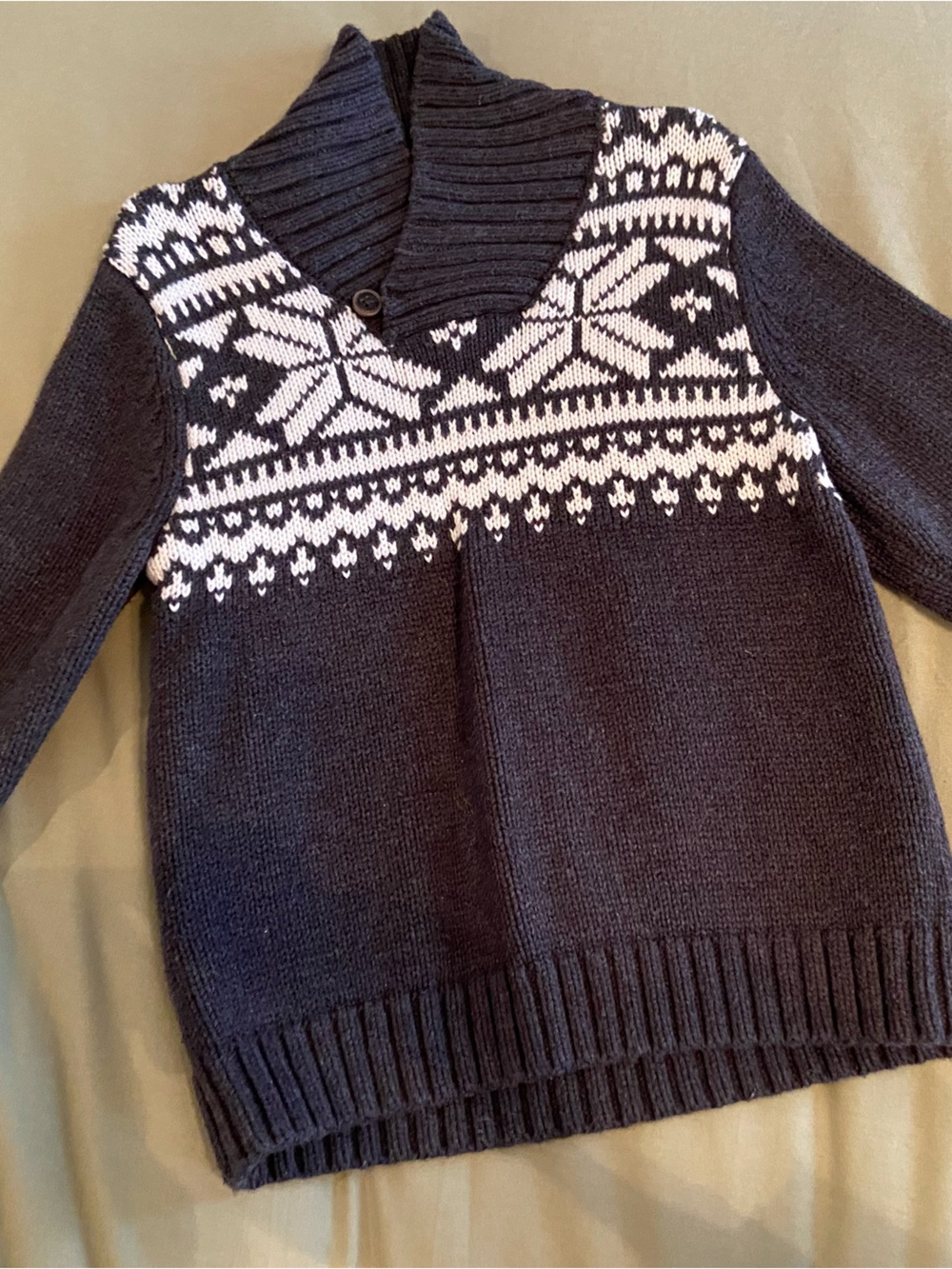 Toddler boys grey and white sweater